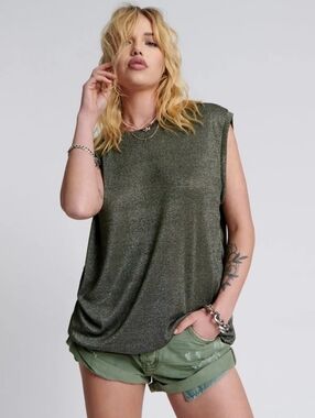 NWT One Teaspoon Metallic Gold Gilded Oversized Top